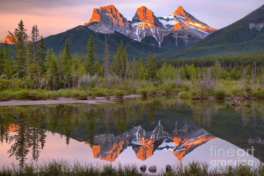 Three Sisters Purple Skies And Red Peaks Photograph by Adam Jewell