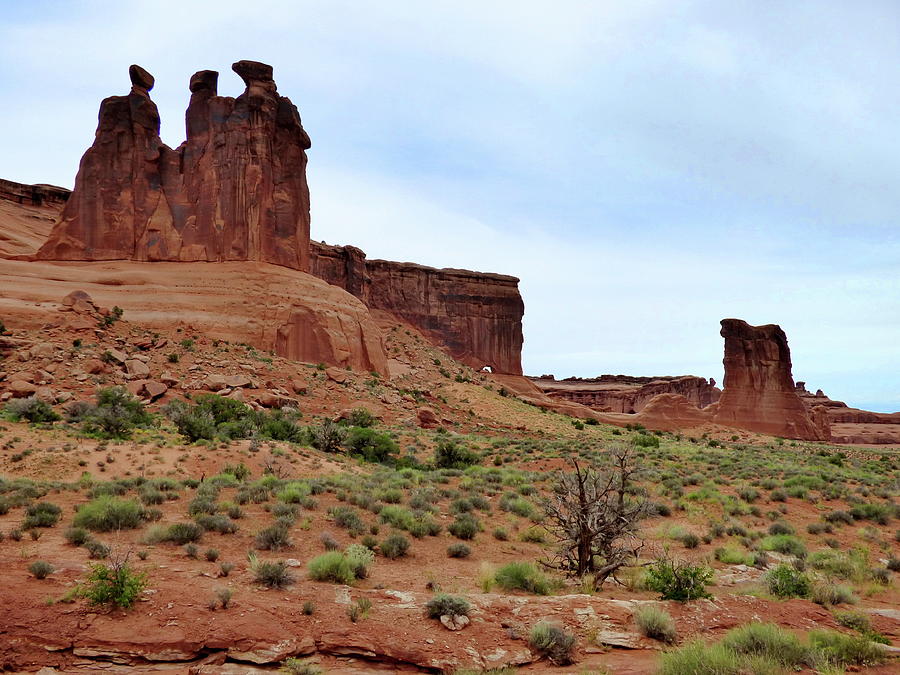 Arches National Park Photograph - Three Sisters rock formation in Arches National Park, Utah by Lyuba Filatova