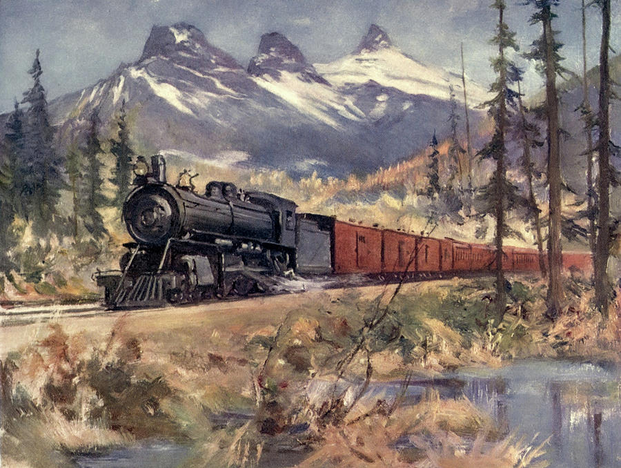 Vintage Painting - Three Sisters, Rockies by Canadian Pacific Railway