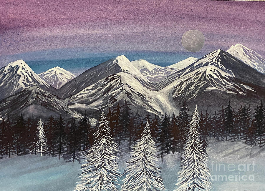 Three Snowy Trees Painting by Lisa Neuman