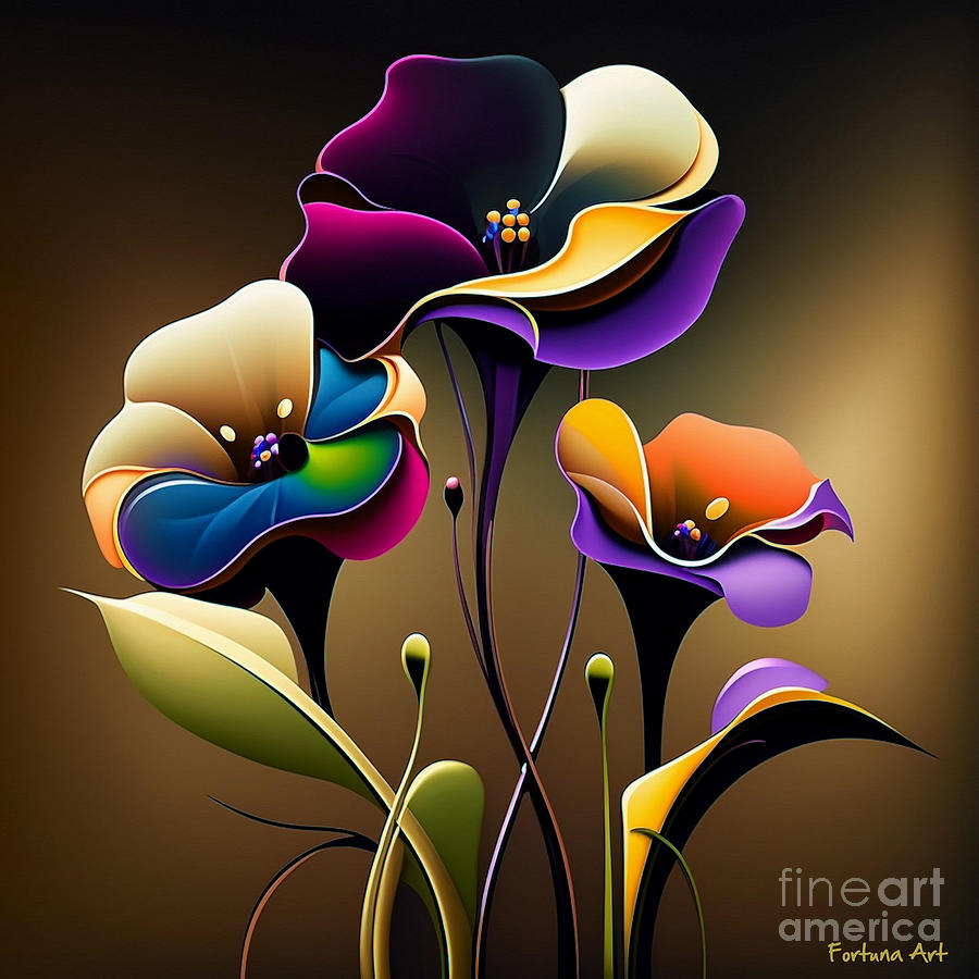 Three Spring Flowers Digital Art by Dragica Micki Fortuna