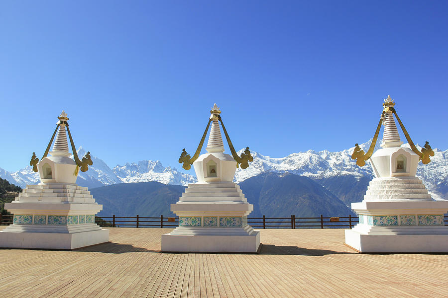 Three Stupas Photograph by Josu Ozkaritz