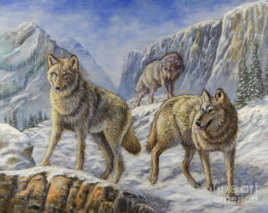 Three Tiber Wolves Painting by Bob Parks - Fine Art America