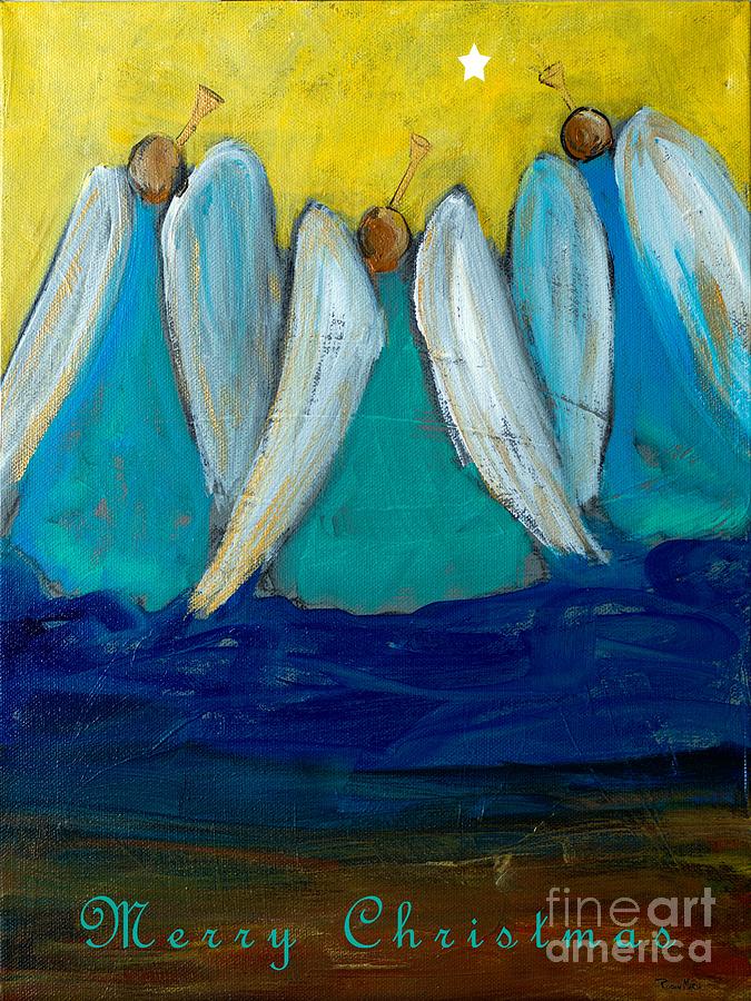 Christmas Painting - Three Trumpeting Angels by Robin Pedrero