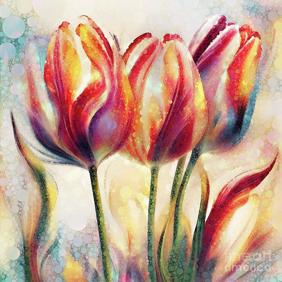 Three Tulip Flowers - 03020 Digital Art by Philip Preston