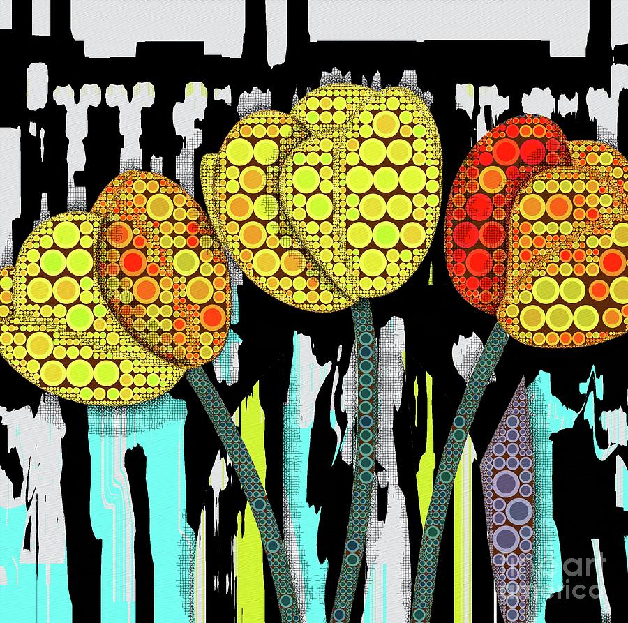 Three Tulips - Colourful Abstract Digital Art by Philip Preston