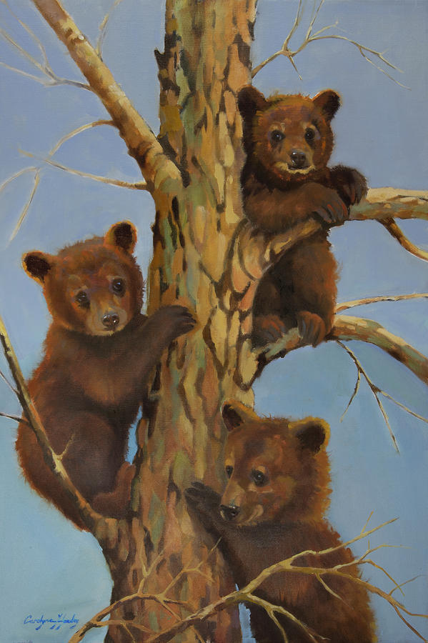 Three Up a Tree Painting by Carolyne Hawley