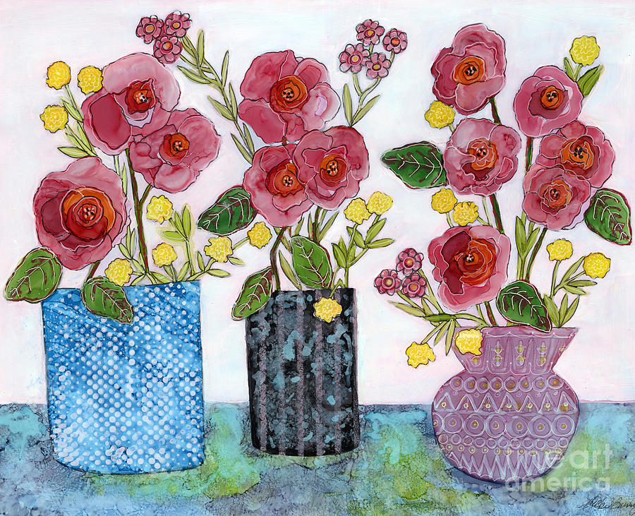 Three Vases Painting by Vicki Baun Barry