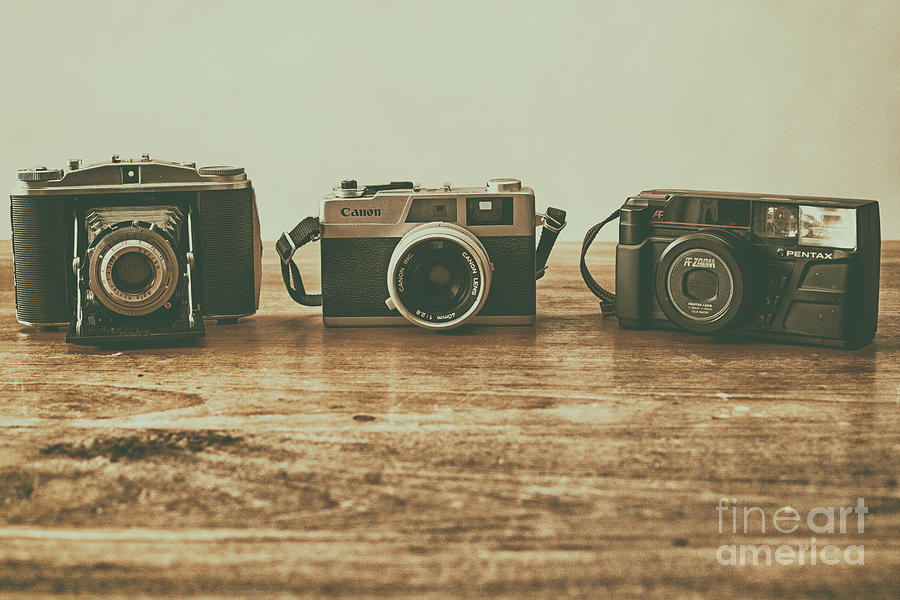Three Vintage Cameras Photograph