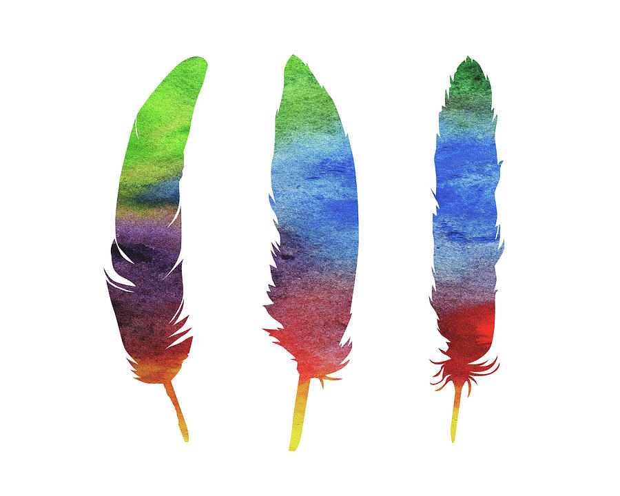 Feather Painting - Three Watercolor Feathers II by Irina Sztukowski