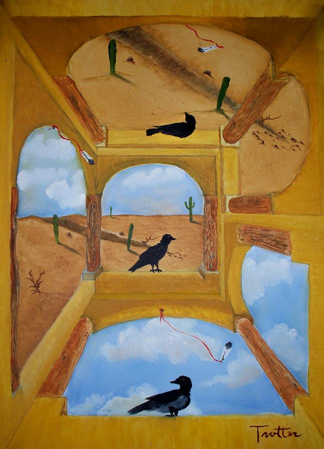Raven Painting - Three Way by Patrick Trotter