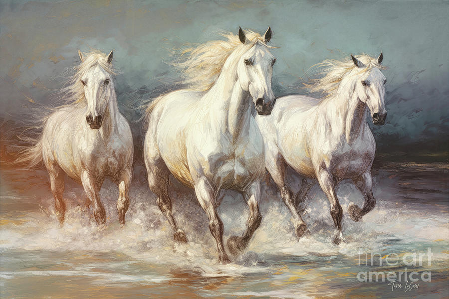 Three Wild Stallions Painting