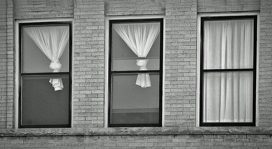 Three windows - b and w Photograph by Bob McDonnell