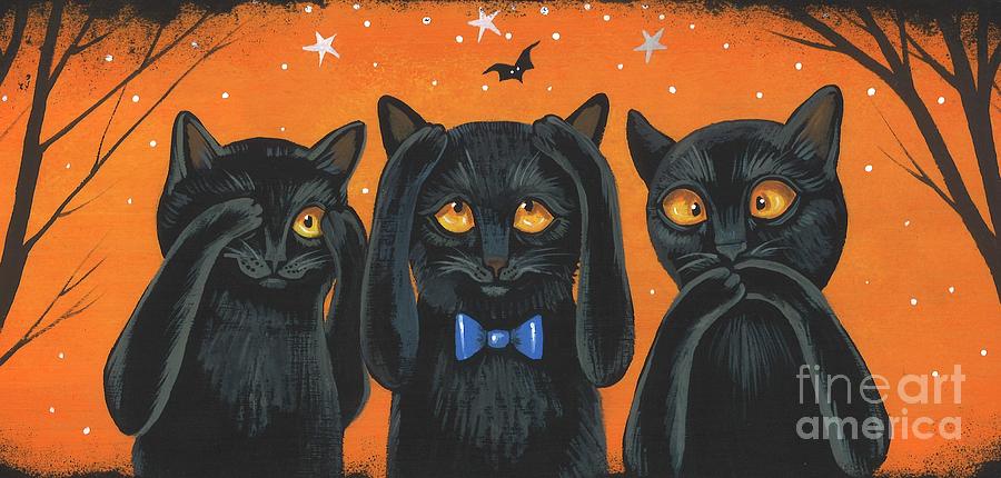Three Wise Cats Painting by Margaryta Yermolayeva