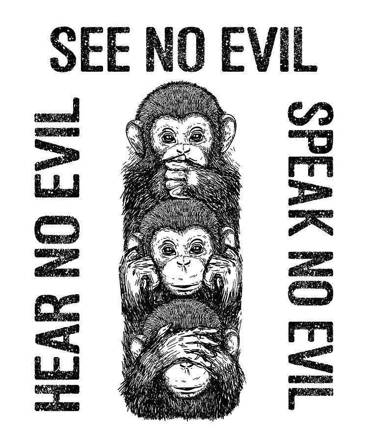 Three Wise Monkeys Buddha See Hear Speak No Evil Painting by Tony ...