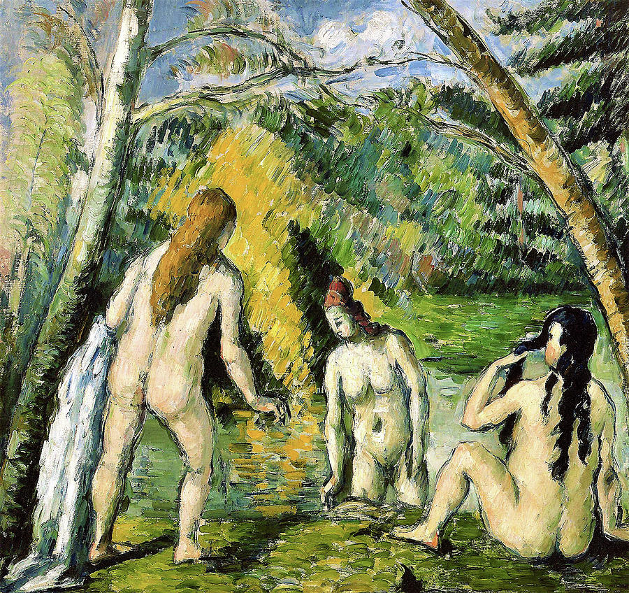 Paul Cezanne Painting - Three women bathing - Digital Remastered Edition by Paul Cezanne