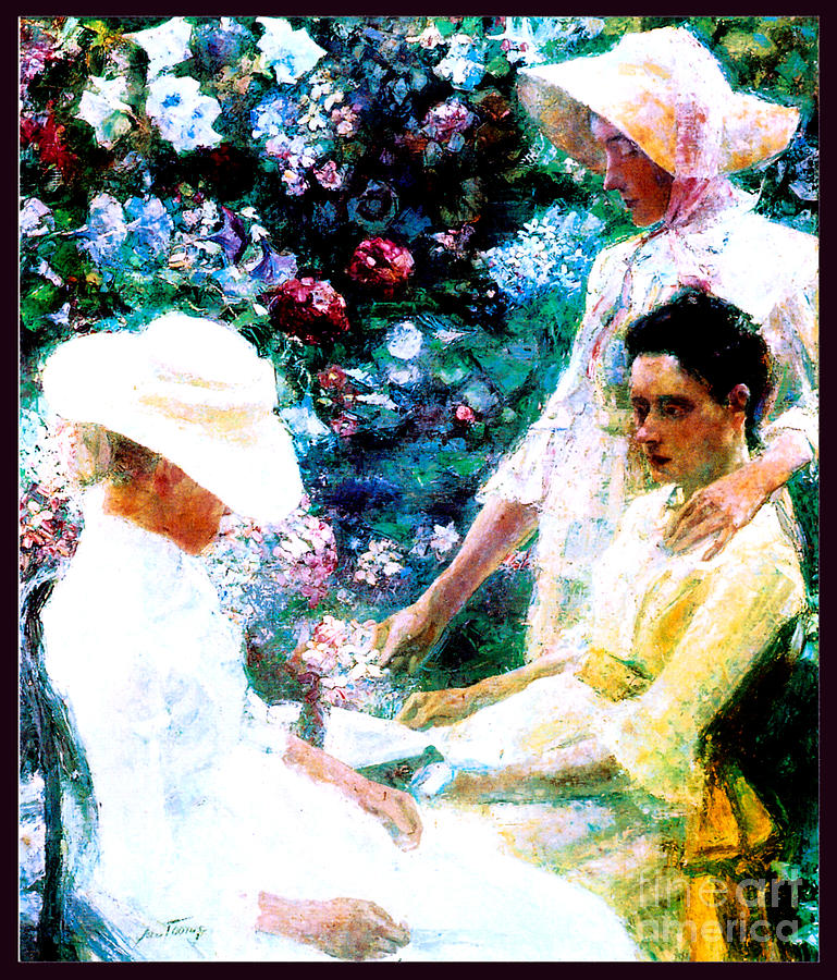 Three Women With Flowers 1885 Painting
