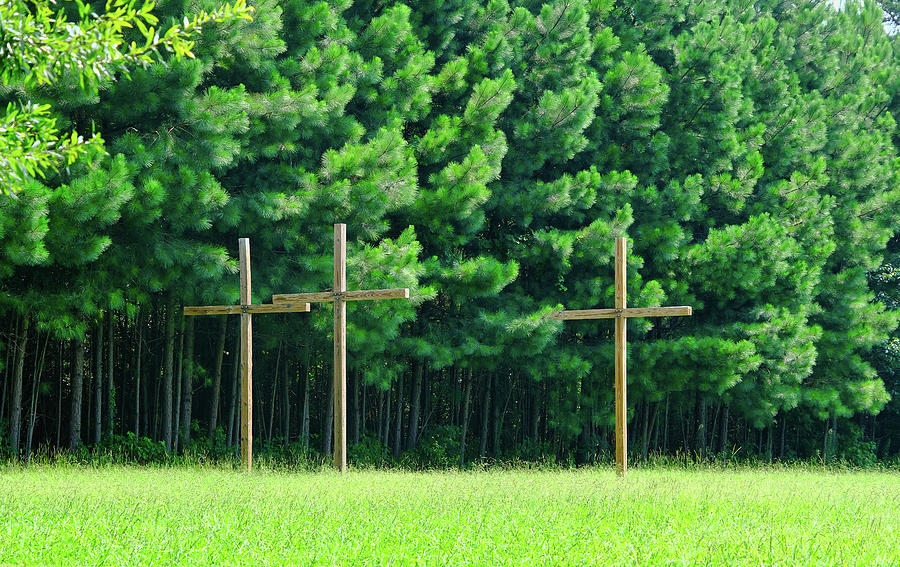 Three Wood Crosses Photograph by Darryl Brooks