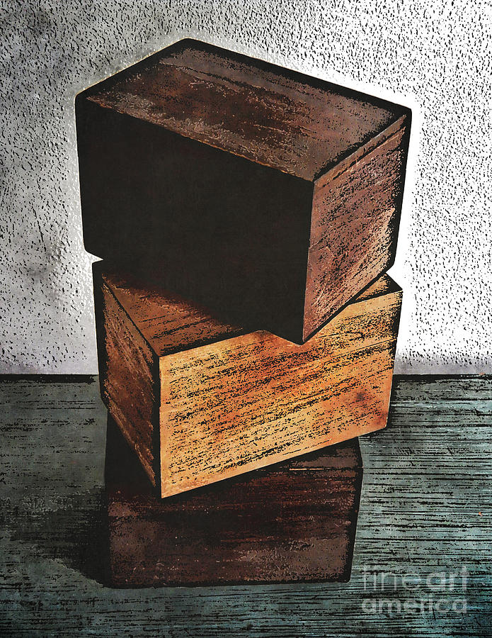 Three Wooden Boxes Digital Art by Phil Perkins