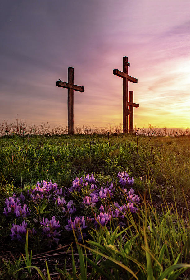 Three Wooden Crosses by Angie Mossburg