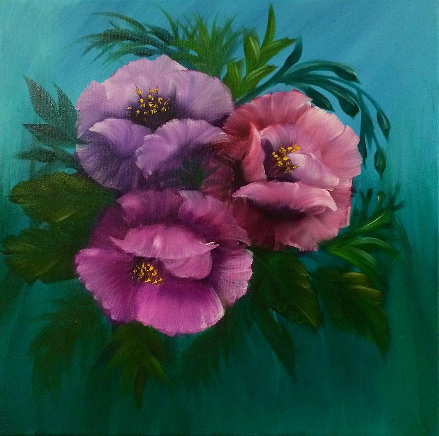 Flower Painting - Threes Company by Marlene Little