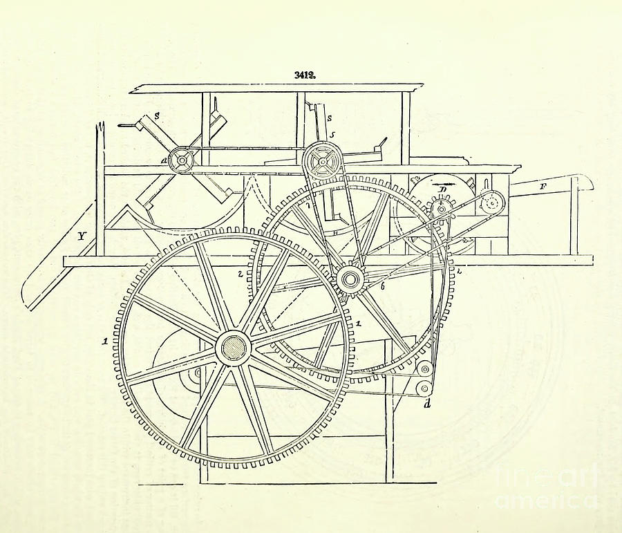 Threshing Machine b1 Drawing by Historic Illustrations - Fine Art America