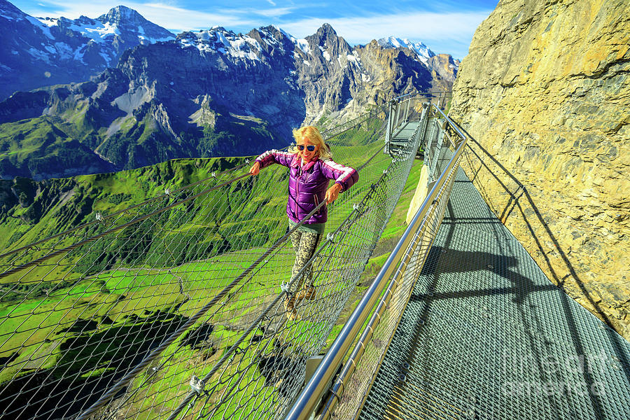 Thrill walk on Schilthorn Photograph by Benny Marty