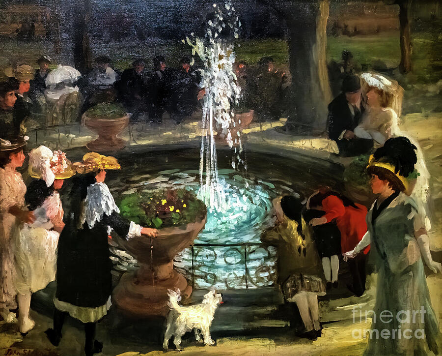 Throbbing Fountain Madison Square by John Sloan 1907 Painting by John Sloan