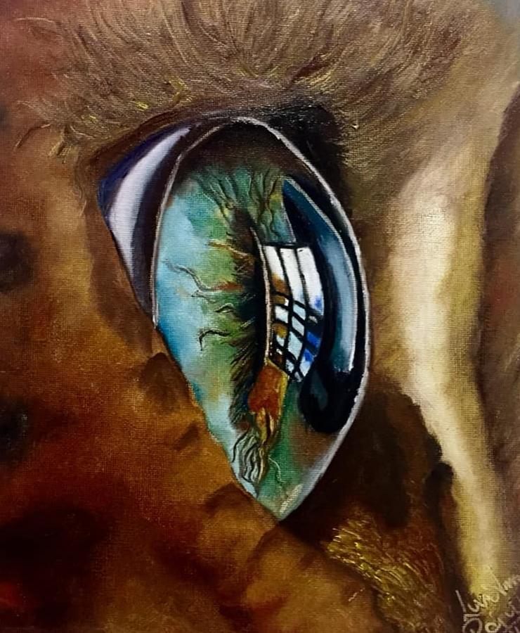 Through a cats eye.. Painting by Lakshmi Rajagopal Through a cats eye.. Painting by Lakshmi Rajagopal