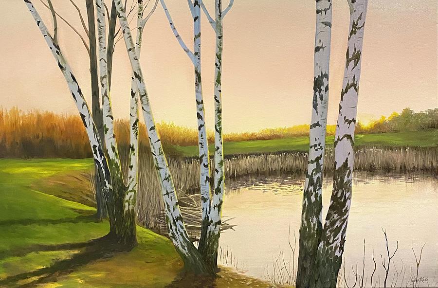 Through The Birch Trees Painting