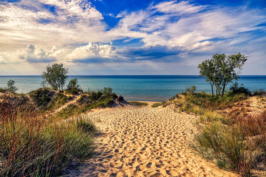 Through the Dunes to Lake Michigan Photograph by Mountain Dreams