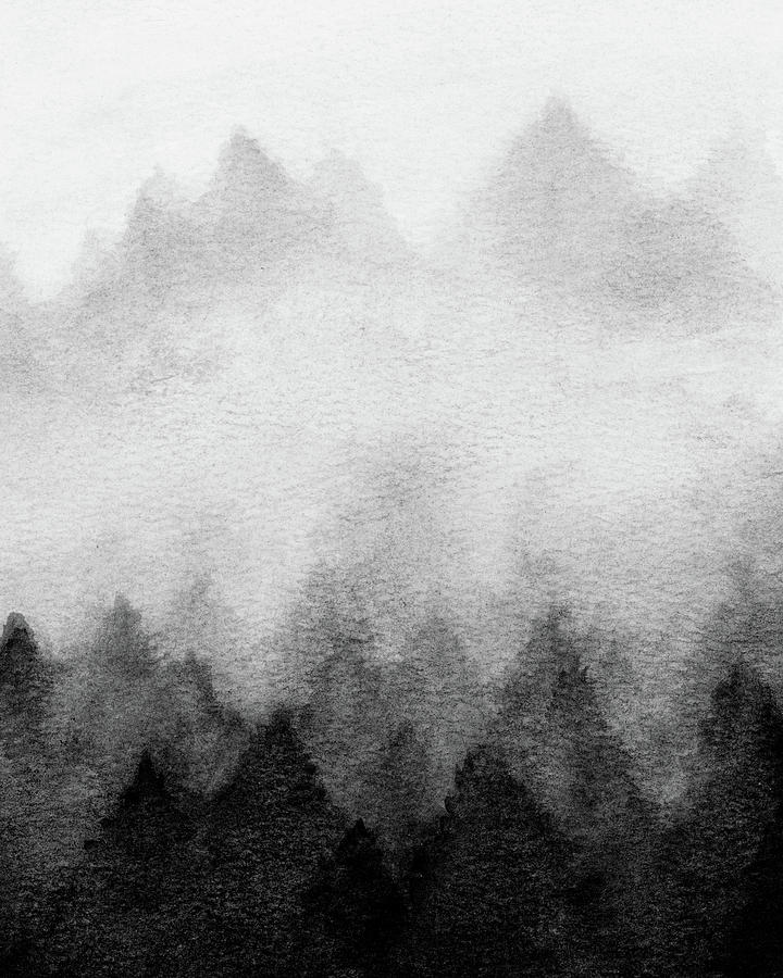 Foggy Forest II Painting by Rachel Elise