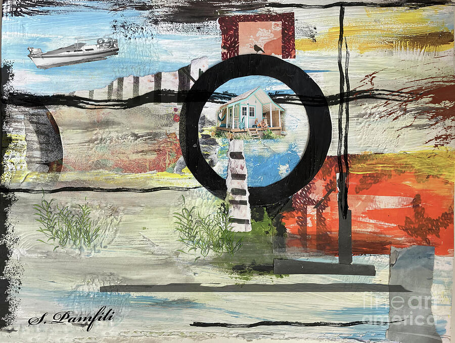 Boat Painting - Through the Porthole - rev. by Sabina Pamfili