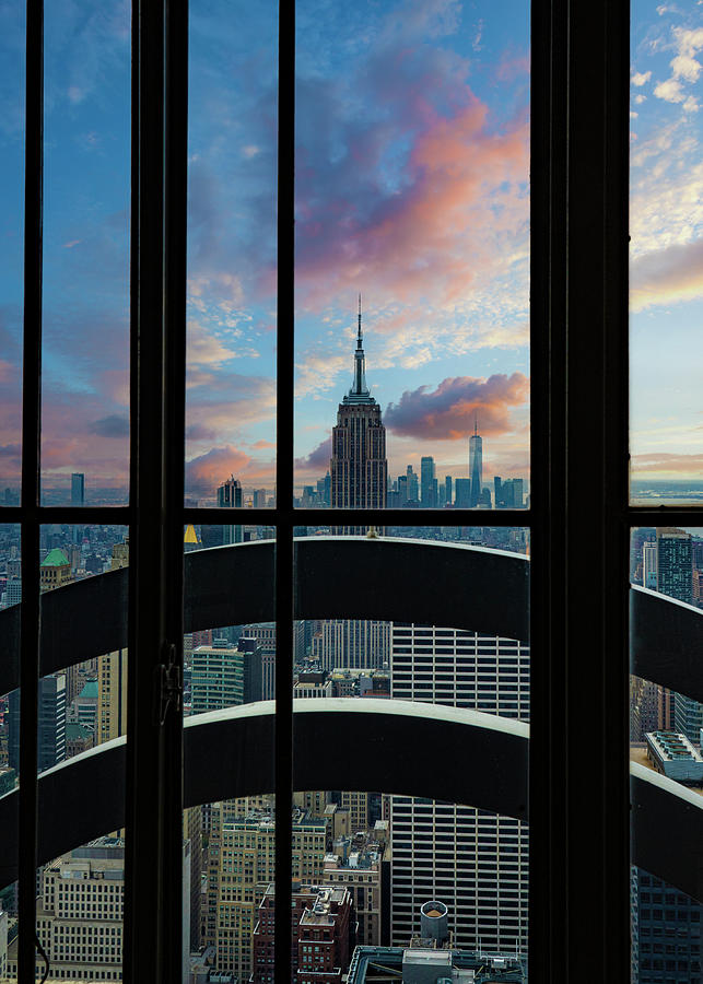Through the Window at The Top of The Rock Photograph by Lily Malor