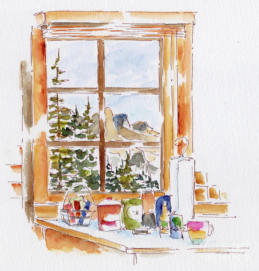Through The Window Paradise Bungalows Painting by Pat Katz