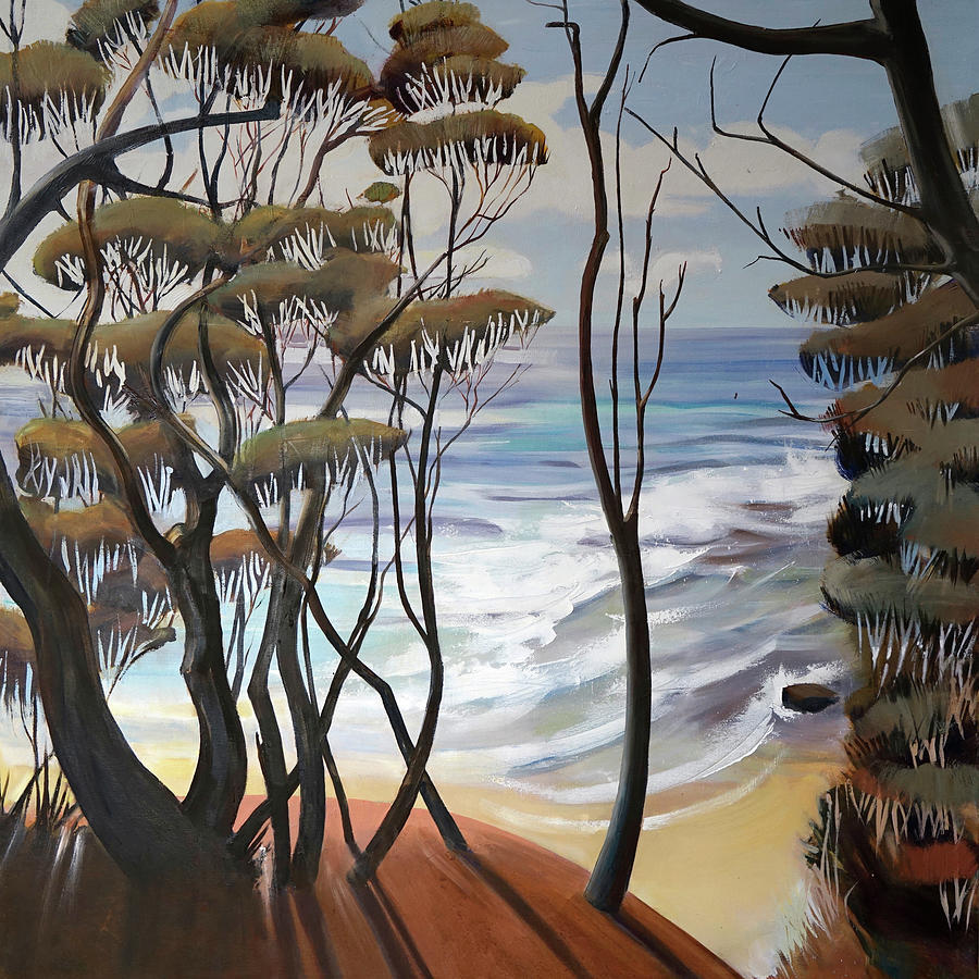 Through Trees to Coast Painting by Shirley Peters