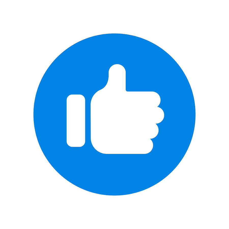 Thumbs Up and Like Icon Vector Design on White Background. Drawing by Designer29
