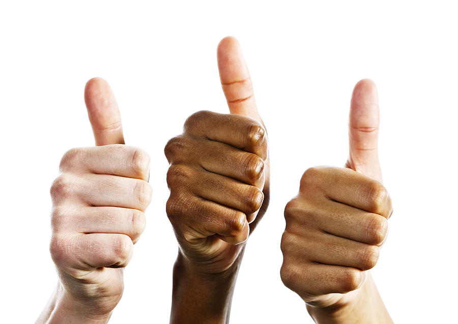 Thumbs up x three = enthusiastic approval Photograph by RapidEye