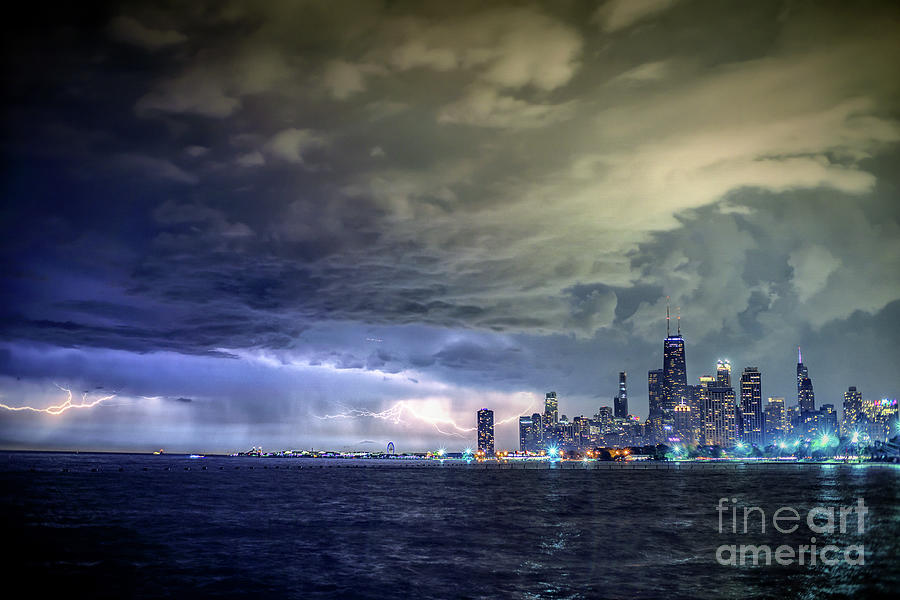 Chicago Photograph - Thunder and Lightning in the Dark City III by Bruno Passigatti