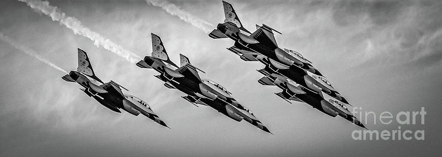 Thunderbirds Diving BW Photograph by Kevin Fortier
