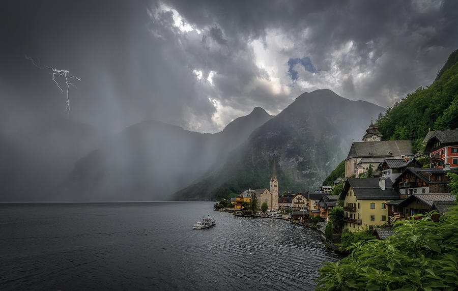 Thunderstorm Approaching The Picturesque Town Hallstatt Photograph