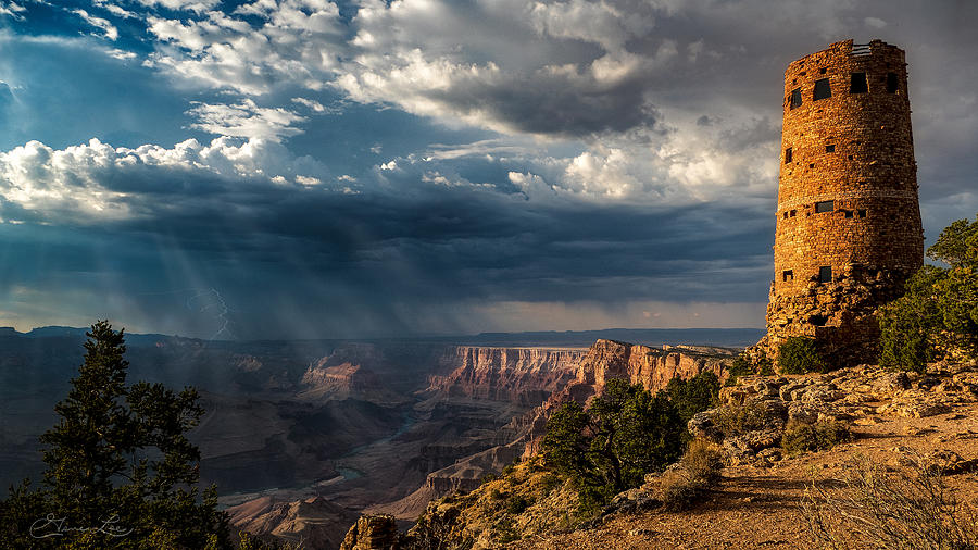 Thunderstorm at Grand Canyons Desert View Photograph by Geno Lee