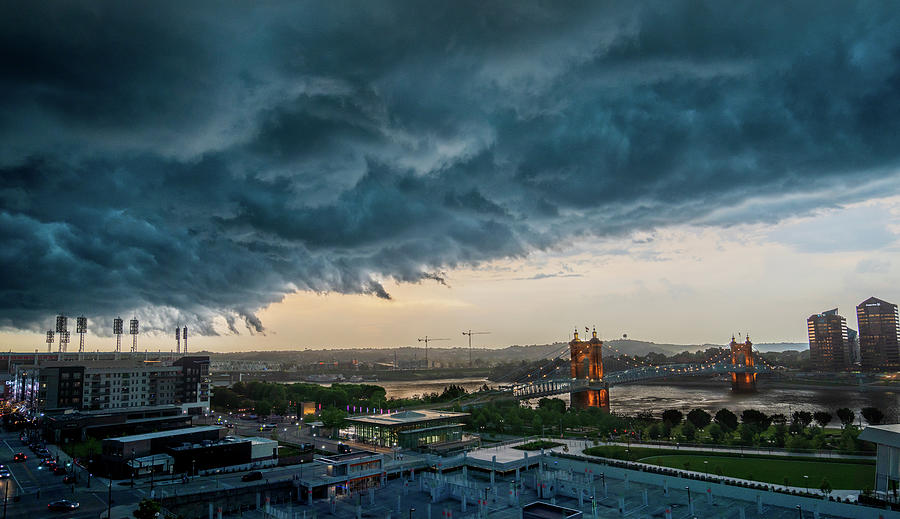 Severe thunderstorm consuming Cincinnati Photograph by Craig Bowman
