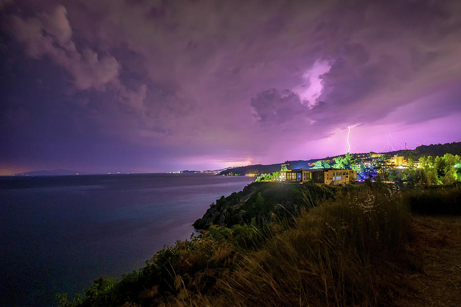 Thunderstorm over a Village on the Seashore Photograph by Alexios Ntounas