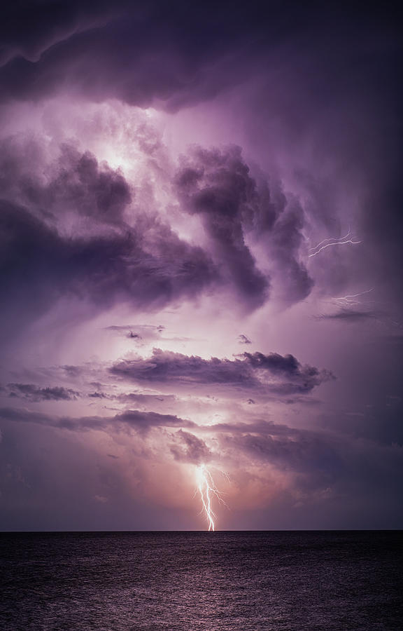 Thunderstorm over the sea at night - 1 Photograph by Mirko Chessari
