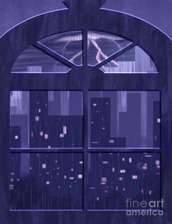 Thunderstorm Through a City Window Digital Art by Steve Carpentier