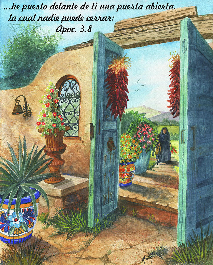 Flower Painting - Tia Rosas Garden With Bible Verse by Marilyn Smith