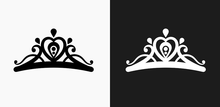 Tiara Icon on Black and White Vector Backgrounds Drawing by Bubaone
