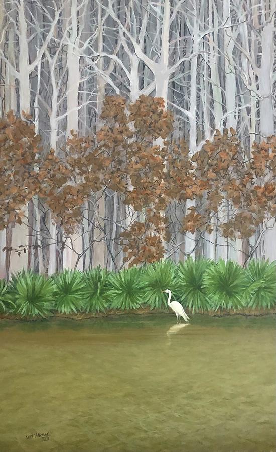 Egret on Tibbee Creek  Painting by Jeanette Jarmon
