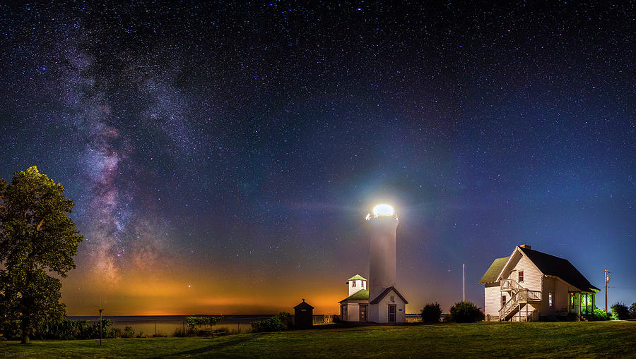 Tibbetts Point Lighthouse at Night Photograph by Mark Papke